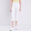 Pantacourt droit taille haute blanc femme