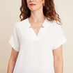 Blouse fluide manches courtes ecru femme