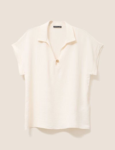 Blouse manches courtes ecru femme