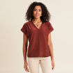 T-shirt manches courtes marron foncé femme