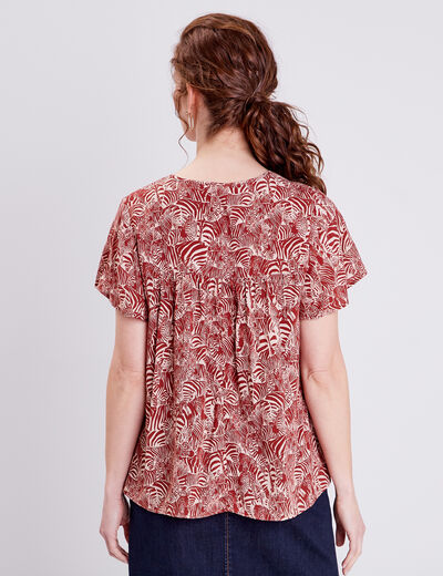 Blouse manches courtes rouge foncé femme