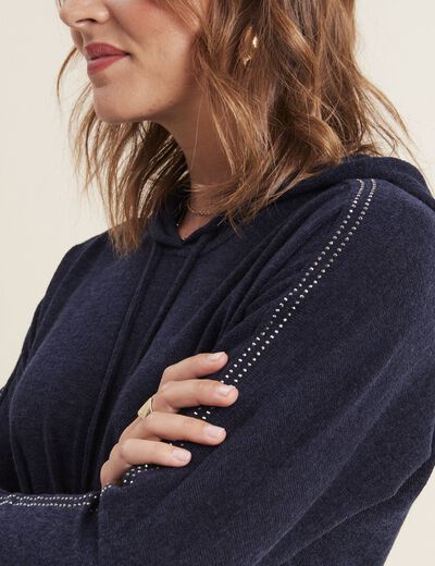Sweat à capuche bleu marine femme