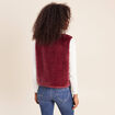 Gilet droit sans manches fausse fourrure bordeaux femme
