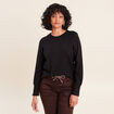 Pull droit col rond manches longues noir femme