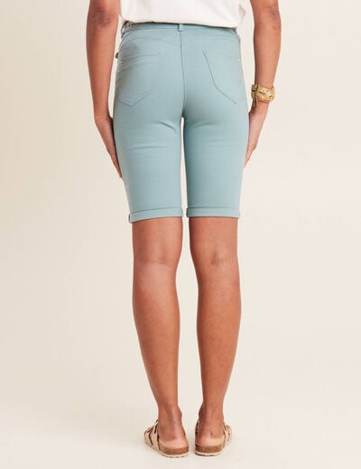 Bermuda ajusté ceinturé bleu canard femme
