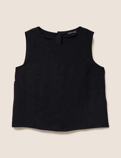 T-shirt sans manches col rond fluide noir femme