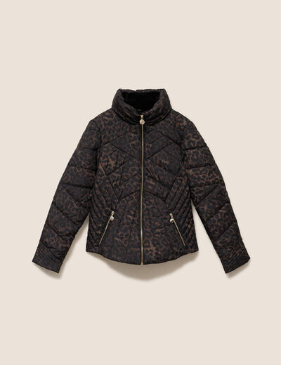 Doudoune d&eacute;perlante droite zipp&eacute;e marron femme