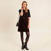 Robe droite courte sans manches velours marron cognac femme