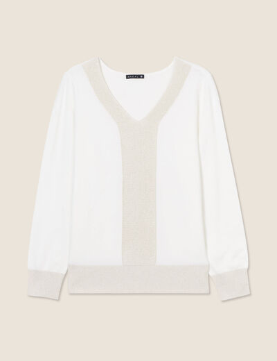 Pull manches longues ecru femme