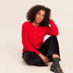 Gilet col rond rouge femme