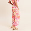 Pantalon fluide et large taille haute rose corail femme
