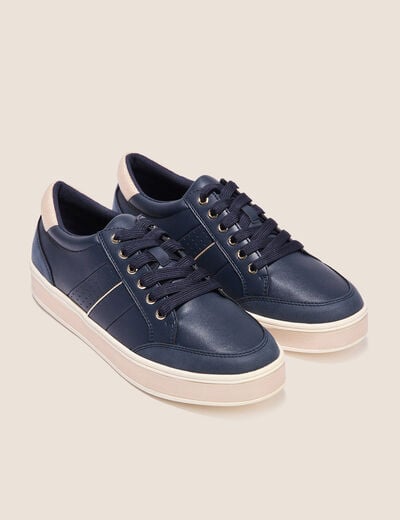 Baskets à lacets bleu marine femme