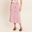 Jupe longue &eacute;vas&eacute;e rose femme