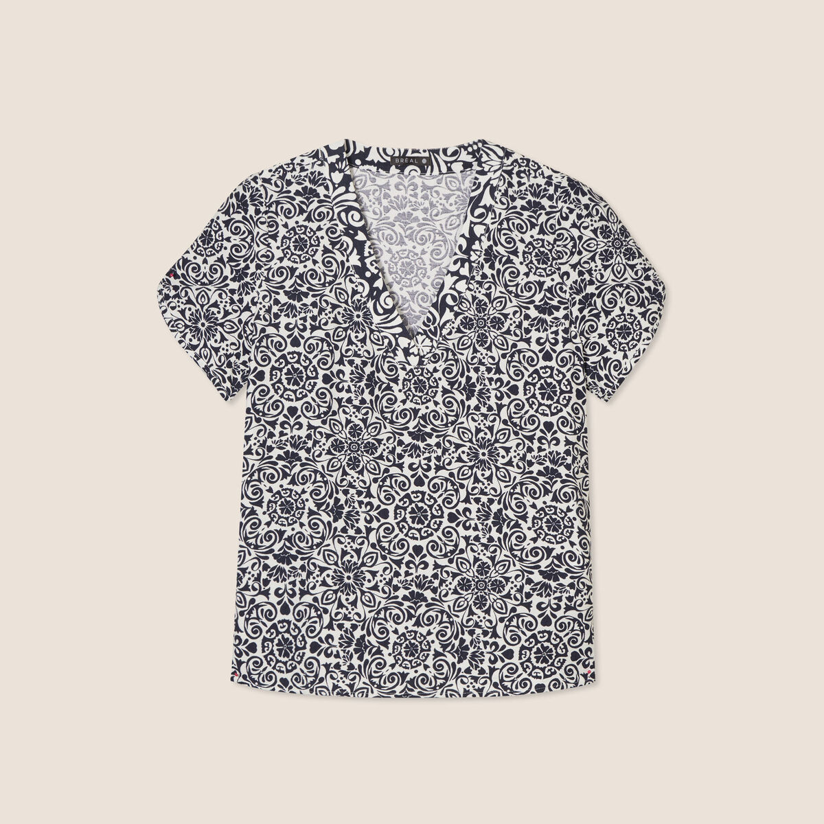 Blouse manches courtes bleu marine femme