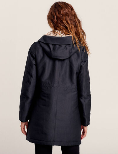 Parka droite à capuche noir femme