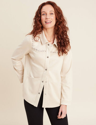 Veste suédine détails cloutés sable femme