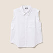 Chemise sans manches col chemise ecru femme