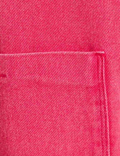 Veste ample courte en jean rose fushia femme