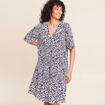 Robe courte &eacute;vas&eacute;e col V bleu femme