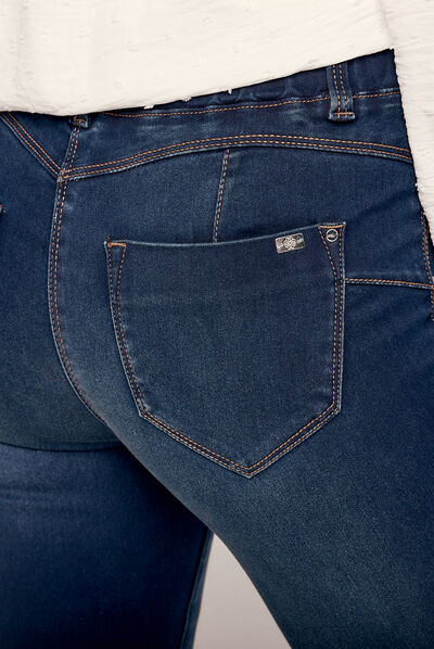 Jean tregging taille élastiquée denim brut femme