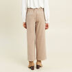 Pantalon loose en velours beige femme
