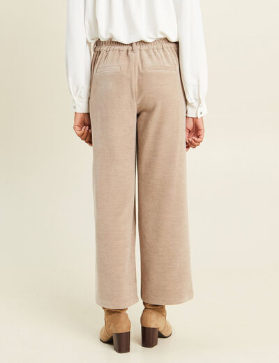 Pantalon loose en velours beige femme