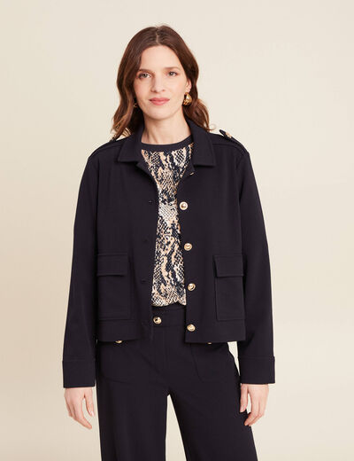 Veste boutonnée bleu foncé femme