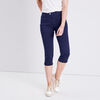 Pantacourt droit taille standard bleu marine femme