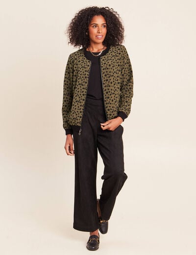 Gilet r&eacute;versible manches longues vert femme