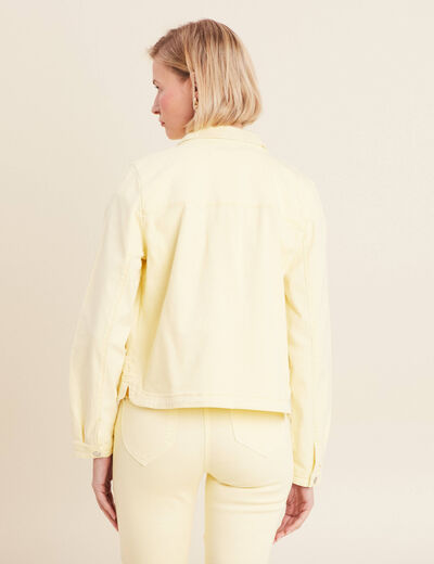 Veste boutonnée en jean jaune clair femme
