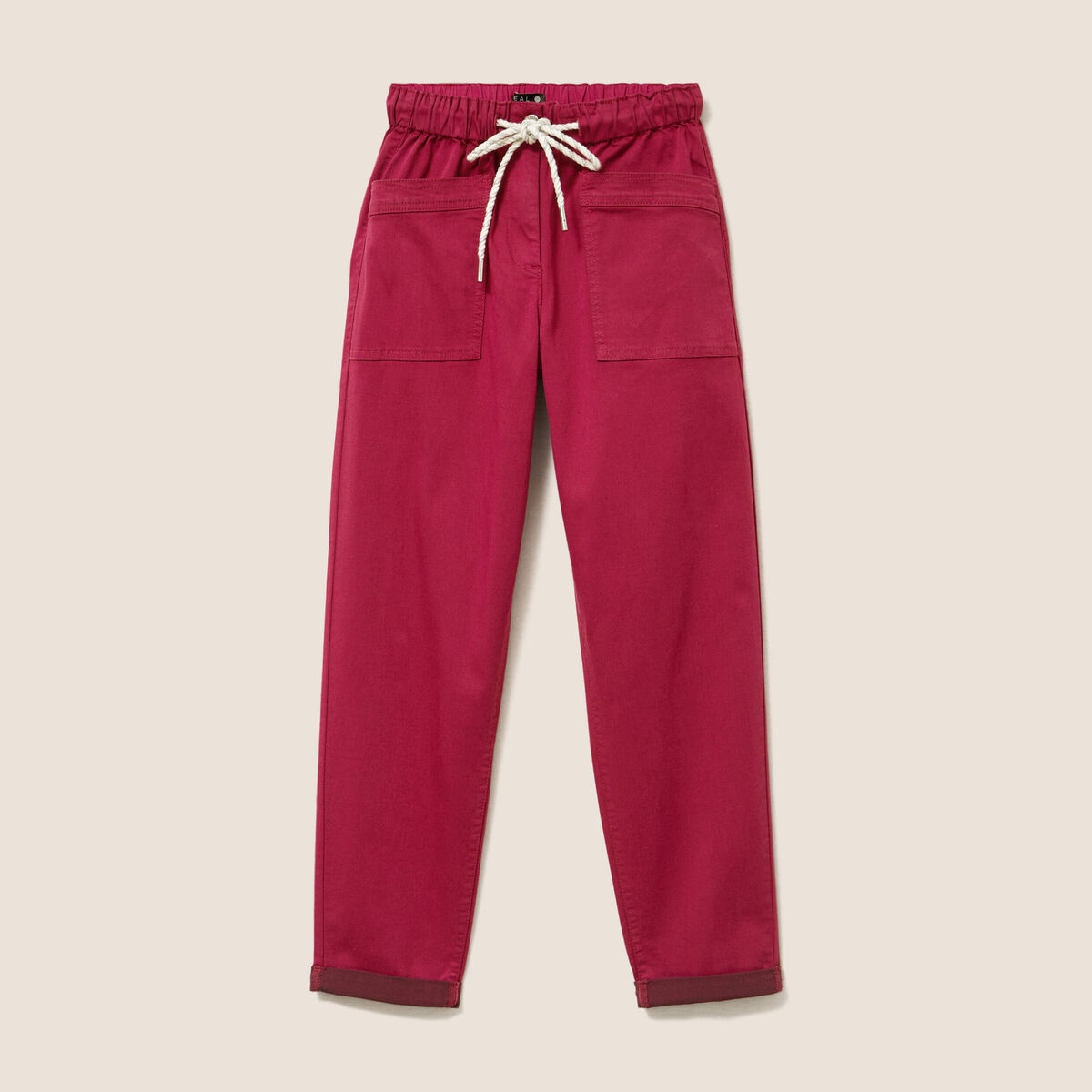 Pantalon coupe mom 7/8&egrave;me rouge fonc&eacute; femme