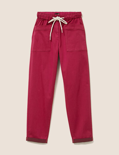 Pantalon coupe mom 7/8&egrave;me rouge fonc&eacute; femme