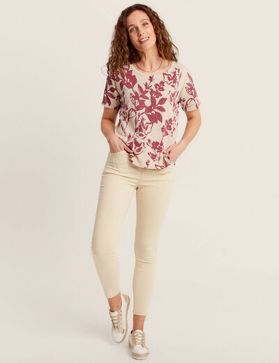 Pantalon léger taille standard 7/8ème ivoire femme