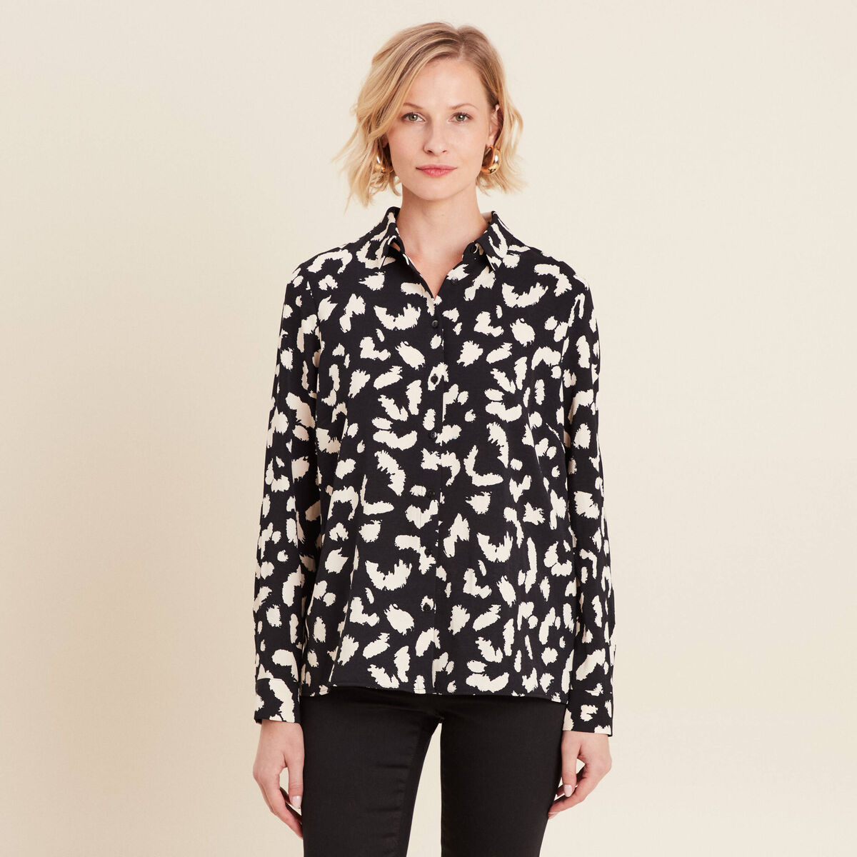 Chemise manches longues noir femme