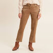 Pantalon droit suédine 7/8ème marron femme