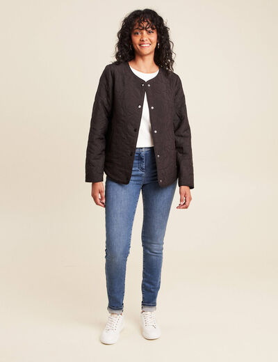Doudoune sans col doublée noir femme