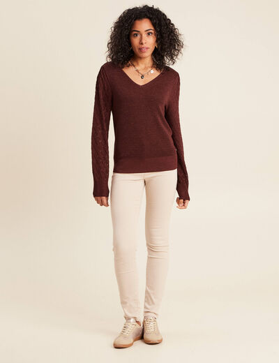 Pull manches longues bordeaux femme