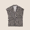 Chemise crêpe manches courtes noir femme