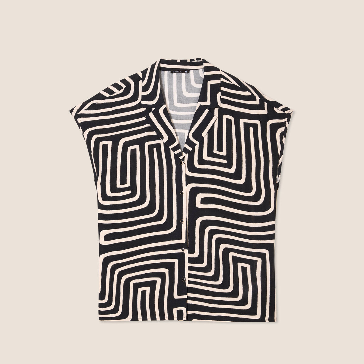 Chemise crêpe manches courtes noir femme