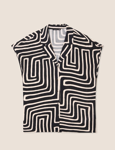 Chemise crêpe manches courtes noir femme