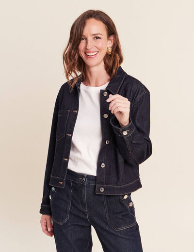 Veste manches longues en jean denim brut femme