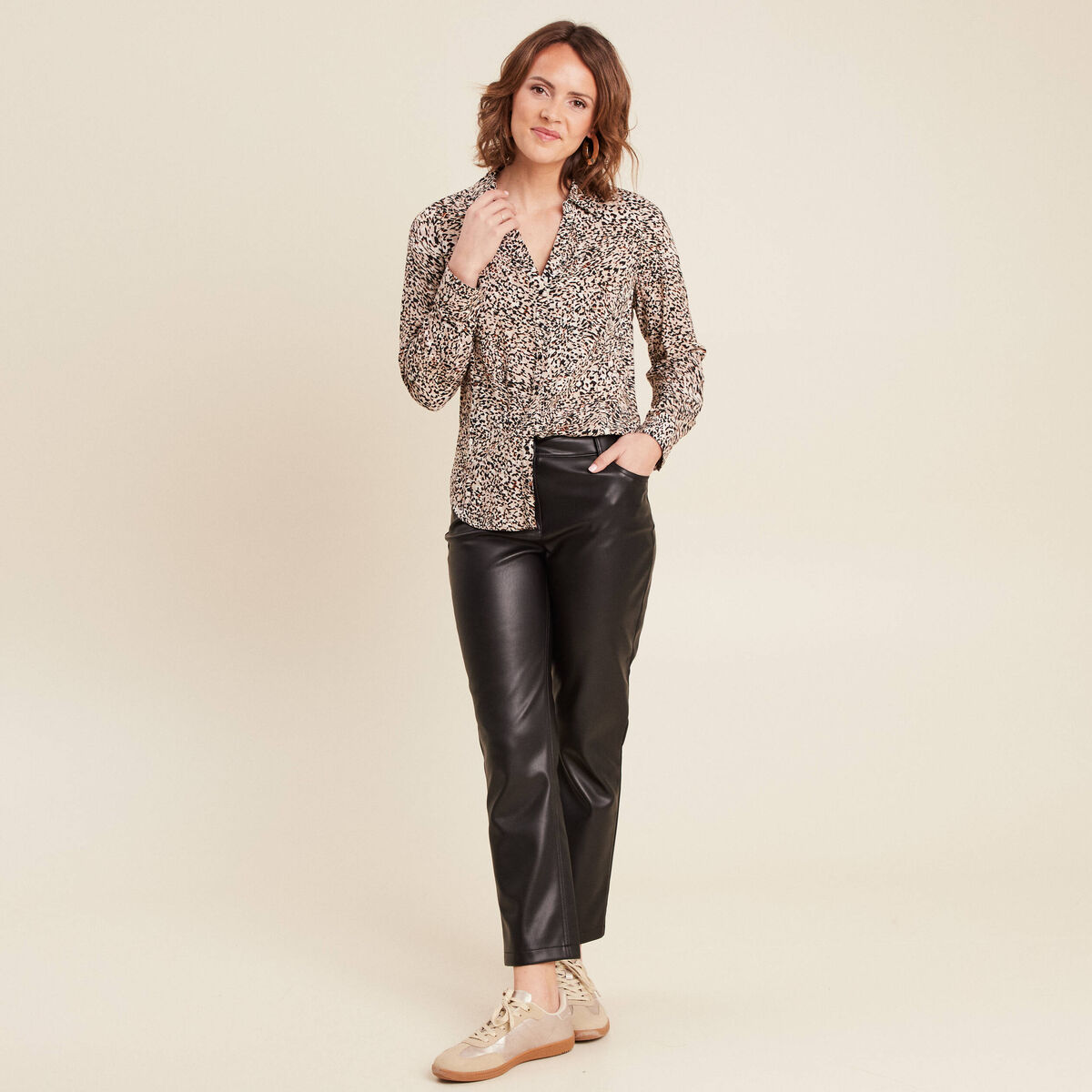 Chemise manches longues noir femme