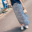 Jupe longue évasée bleu femme