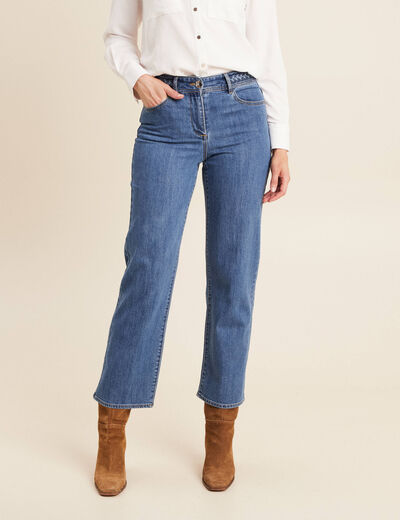 Jean large 7/8ème taille haute denim stone femme