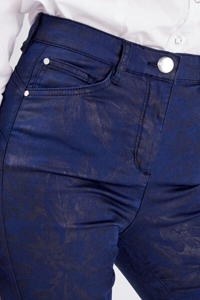 Pantalon ajusté bleu marine femme
