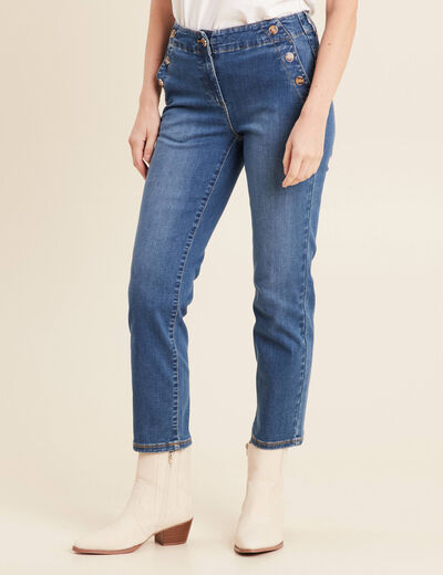Jean droit 7/8ème à pont denim stone femme