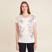 T-shirt col rond manches courtes ecru femme