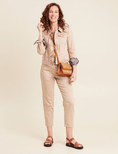 Pantalon droit réversible taupe femme