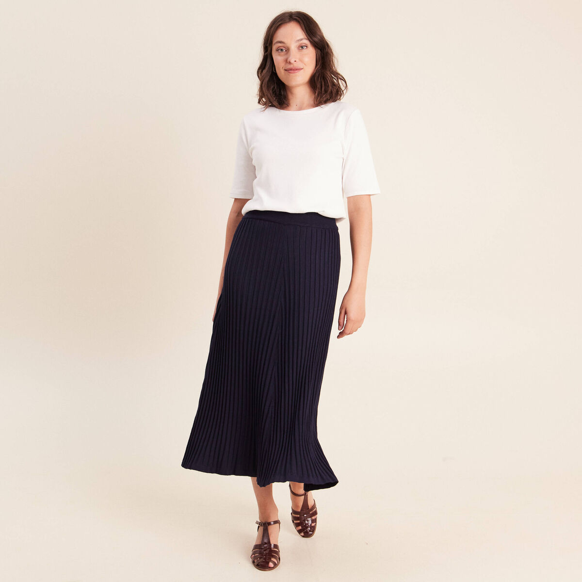 Jupe en maille bleu marine femme