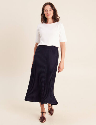 Jupe en maille bleu marine femme
